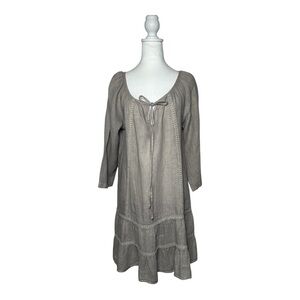 Rosemarine Women's 3/4 Sleeve 100% Linen Mini Dress in Taupe‎ Size Large